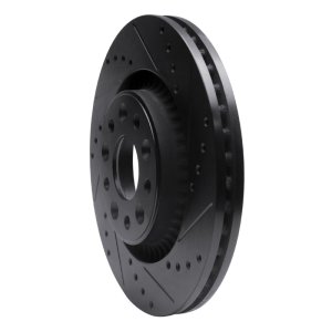 Ford Freestyle Brake Rotor (1) - Front Right - R1 Concepts - Drilled & Slotted - Black - `05-`09